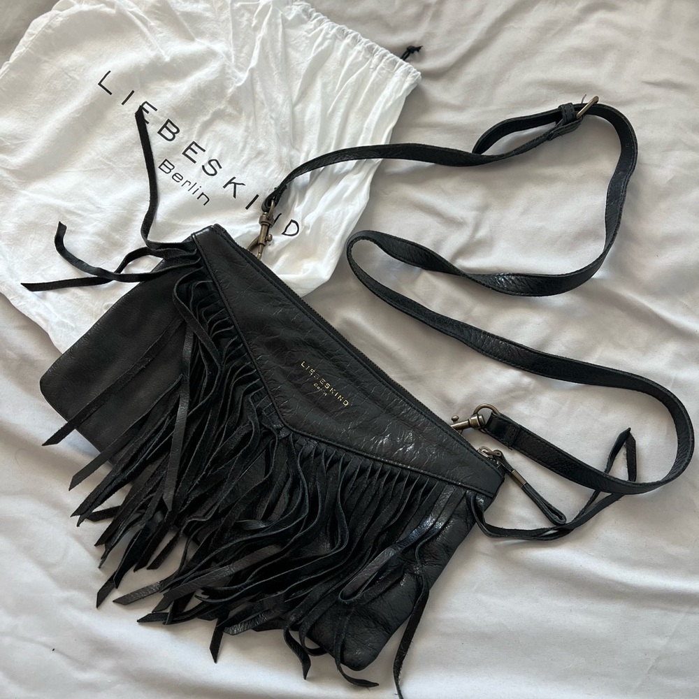 Liebeskind black fringe tassel crossbody